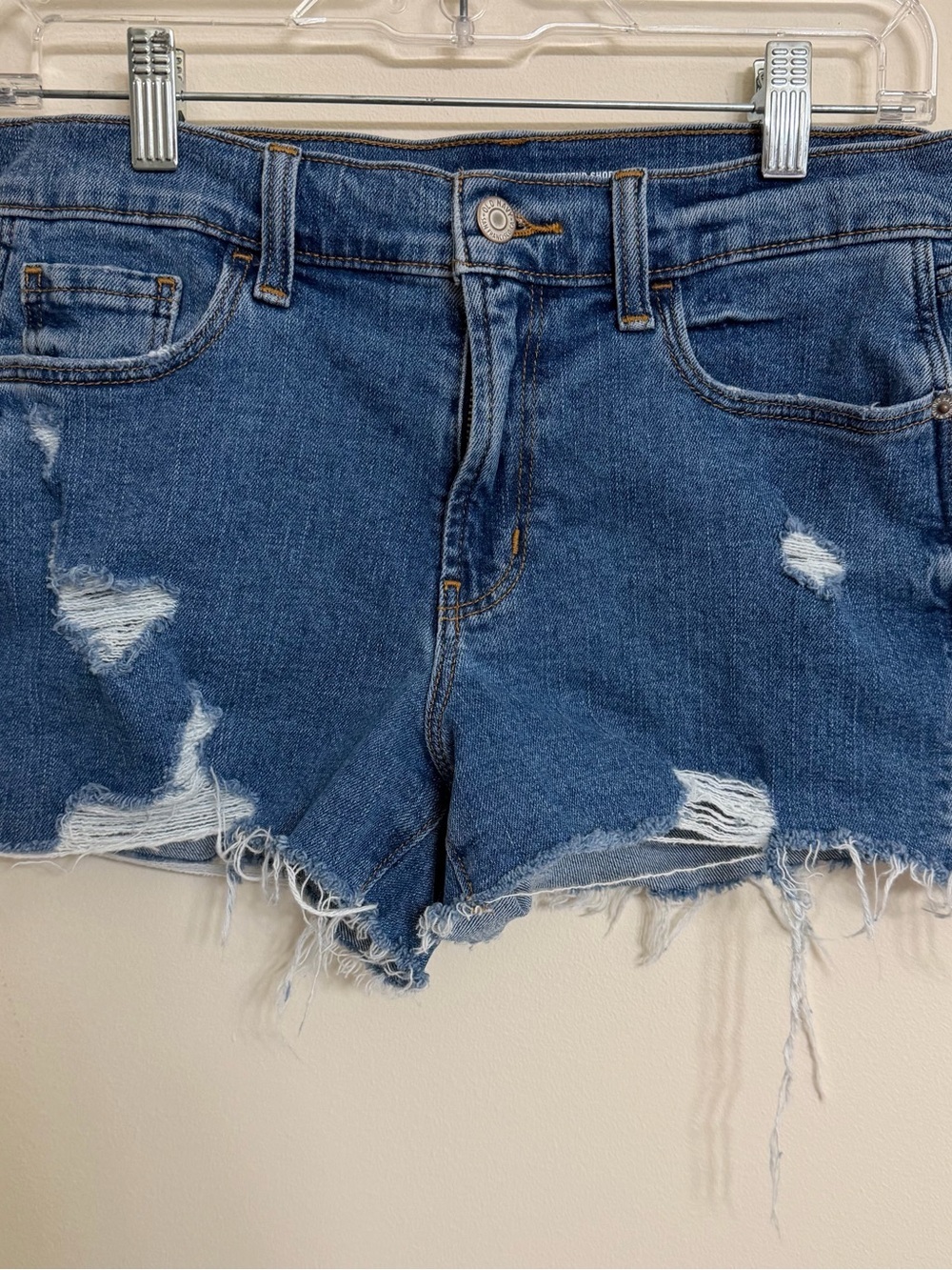 Old Navy Boyfriend Cut Distressed Blue Jean Shorts